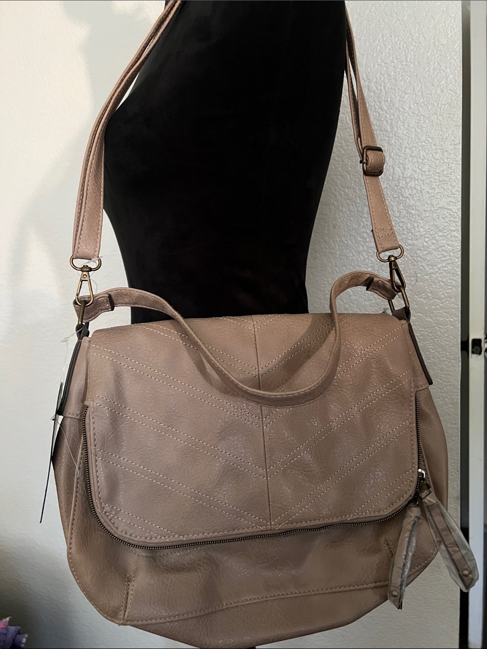 T-Shirt & Jeans Taupe Women's Convertible Shoulder & Crossbody Bag